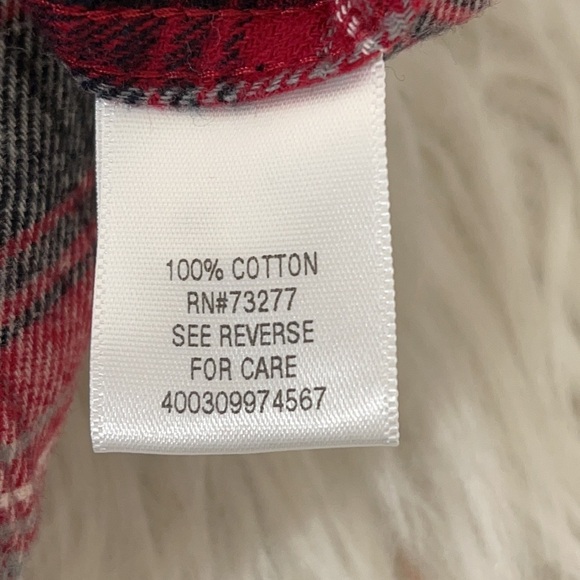 Croft & Barrow Red Plaid Long Sleeve Button Front Flannel 100% Cotton Extra Soft - Picture 8 of 8
